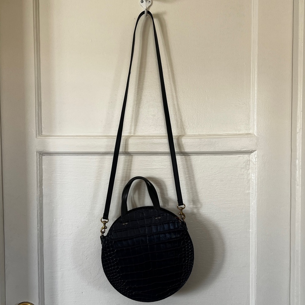 Clare V. Petite Alistair Midnight Croco Crossbody Bag